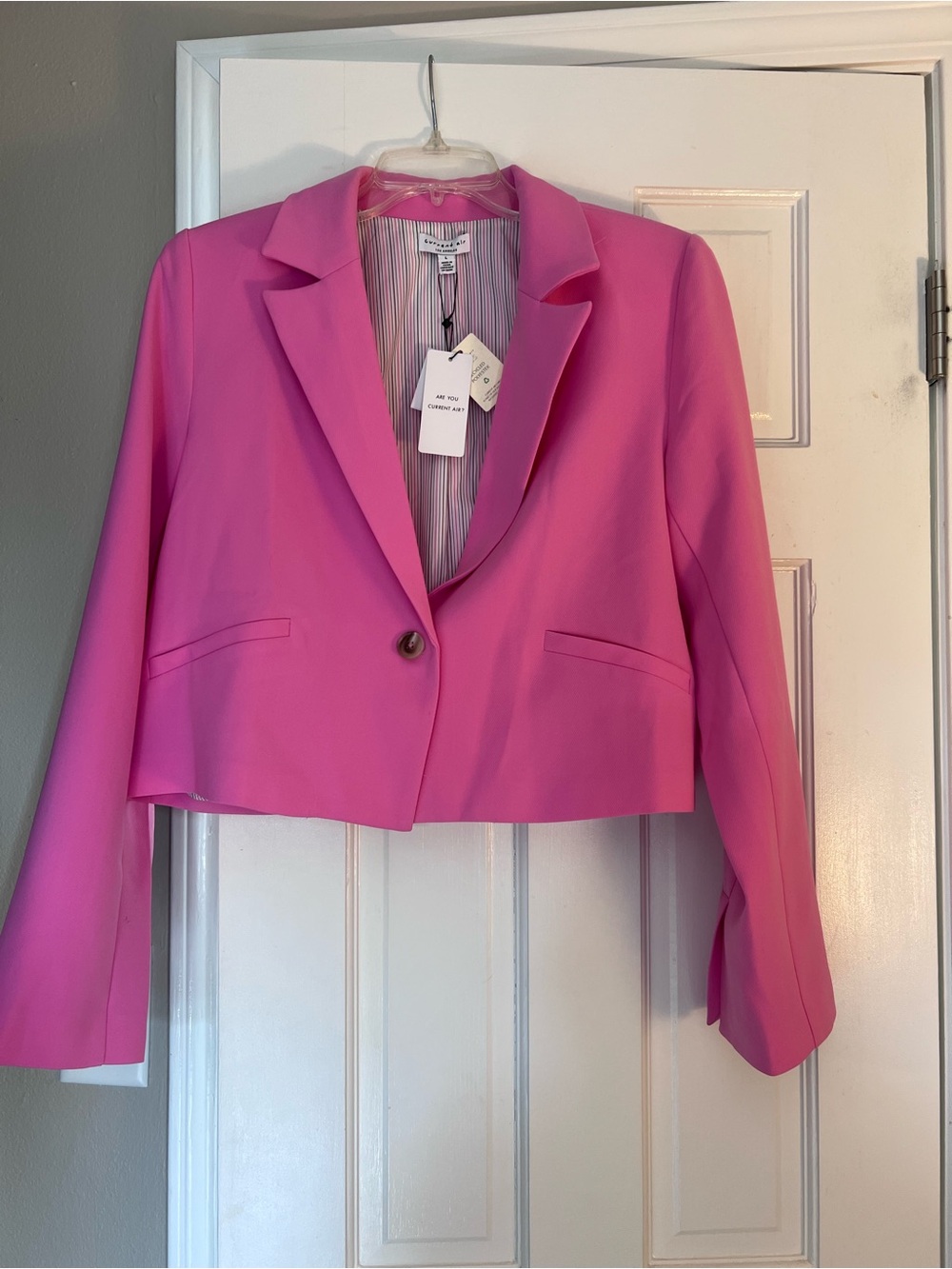 Current Air Hot Pink Cropped Single-Button Blazer from Vici